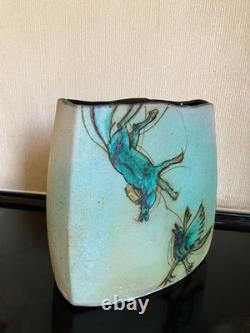 Vintage Dennis Meiners Portland Oregon Large Studio Pottery Vase Horse & Bird