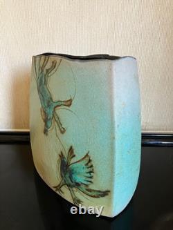 Vintage Dennis Meiners Portland Oregon Large Studio Pottery Vase Horse & Bird