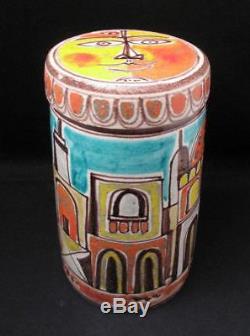 Vintage Desimone Italian Studio Pottery Lidded Jar Canister Hand Painted Signed