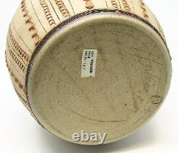 Vintage Don Hoskisson Hand Carved Ceramic Studio Pottery Vase 13 B-107 Tan