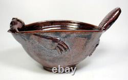 Vintage Don Hutchinson Temmoku Glaze Canadian Studio Art Pottery Beaver Bowl