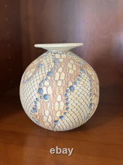 Vintage Don McWhorter Studio Pottery Stoneware Bud Vase Snakeskin