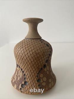 Vintage Don McWhorter Studio Pottery Stoneware Bud Vase With Handle Snakeskin