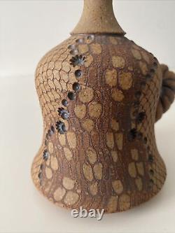 Vintage Don McWhorter Studio Pottery Stoneware Bud Vase With Handle Snakeskin