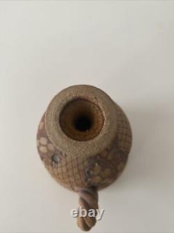Vintage Don McWhorter Studio Pottery Stoneware Bud Vase With Handle Snakeskin