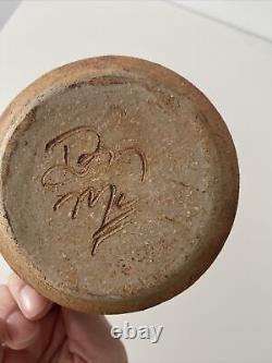 Vintage Don McWhorter Studio Pottery Stoneware Bud Vase With Handle Snakeskin