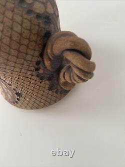 Vintage Don McWhorter Studio Pottery Stoneware Bud Vase With Handle Snakeskin
