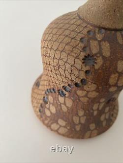 Vintage Don McWhorter Studio Pottery Stoneware Bud Vase With Handle Snakeskin