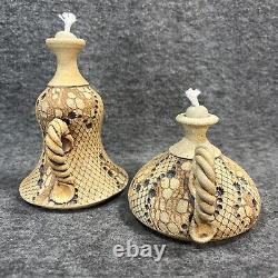Vintage Don McWhorter Studio Pottery Stoneware Oil Lamp With Twisted Handle