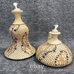 Vintage Don McWhorter Studio Pottery Stoneware Oil Lamp With Twisted Handle