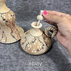 Vintage Don McWhorter Studio Pottery Stoneware Oil Lamp With Twisted Handle