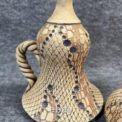 Vintage Don McWhorter Studio Pottery Stoneware Oil Lamp With Twisted Handle