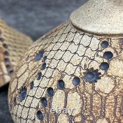 Vintage Don McWhorter Studio Pottery Stoneware Oil Lamp With Twisted Handle