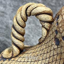 Vintage Don McWhorter Studio Pottery Stoneware Oil Lamp With Twisted Handle