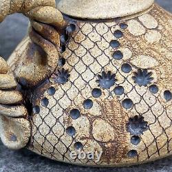 Vintage Don McWhorter Studio Pottery Stoneware Oil Lamp With Twisted Handle