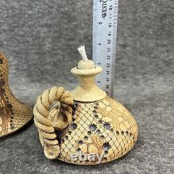 Vintage Don McWhorter Studio Pottery Stoneware Oil Lamp With Twisted Handle