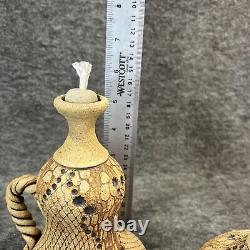 Vintage Don McWhorter Studio Pottery Stoneware Oil Lamp With Twisted Handle