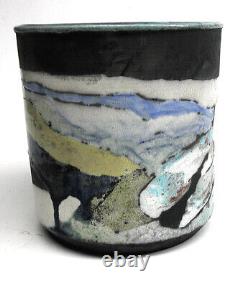 Vintage Dorothy Staller Vase Raku Studio Pottery Landscape Cottagecore Decor