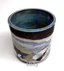 Vintage Dorothy Staller Vase Raku Studio Pottery Landscape Cottagecore Decor