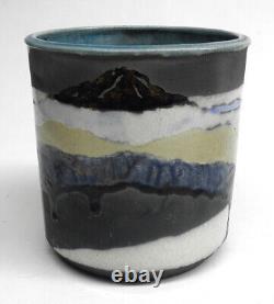 Vintage Dorothy Staller Vase Raku Studio Pottery Landscape Cottagecore Decor