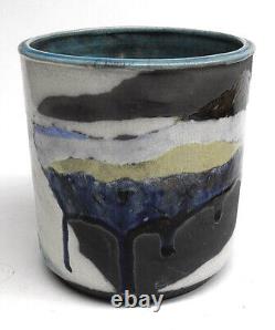 Vintage Dorothy Staller Vase Raku Studio Pottery Landscape Cottagecore Decor