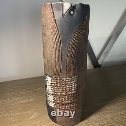 Vintage Doug DeLind Raku Modernist Studio Art Pottery Vase Vessel Art Sculpture