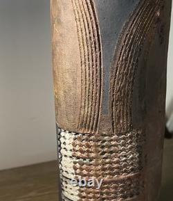 Vintage Doug DeLind Raku Modernist Studio Art Pottery Vase Vessel Art Sculpture
