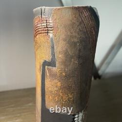 Vintage Doug DeLind Raku Modernist Studio Art Pottery Vase Vessel Art Sculpture