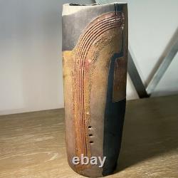 Vintage Doug DeLind Raku Modernist Studio Art Pottery Vase Vessel Art Sculpture