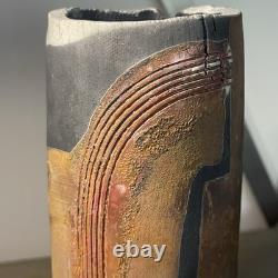Vintage Doug DeLind Raku Modernist Studio Art Pottery Vase Vessel Art Sculpture Vintage Doug DeLind Raku Modernist Studio Art Pottery Vase Vessel Art Sculpture