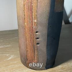 Vintage Doug DeLind Raku Modernist Studio Art Pottery Vase Vessel Art Sculpture