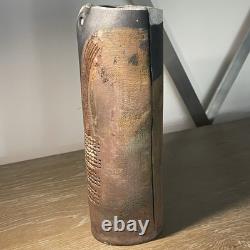 Vintage Doug DeLind Raku Modernist Studio Art Pottery Vase Vessel Art Sculpture