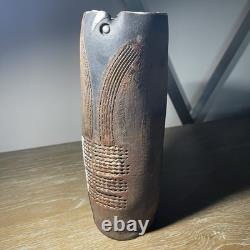 Vintage Doug DeLind Raku Modernist Studio Art Pottery Vase Vessel Art Sculpture