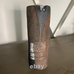 Vintage Doug DeLind Raku Modernist Studio Art Pottery Vase Vessel Art Sculpture