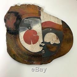 Vintage Doug Delind Studio Pottery Ceramic Raku Abstract Wall Art Hanging Mask