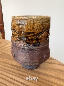 Vintage Doug Lawrie Studio Pottery Yunomi Or Vase Glazed Woodfire Stamped 4.5