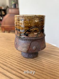 Vintage Doug Lawrie Studio Pottery Yunomi Or Vase Glazed Woodfire Stamped 4.5