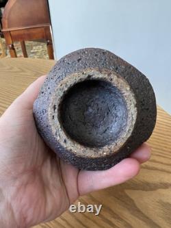 Vintage Doug Lawrie Studio Pottery Yunomi Or Vase Glazed Woodfire Stamped 4.5