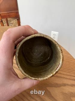 Vintage Doug Lawrie Studio Pottery Yunomi Or Vase Glazed Woodfire Stamped 4.5
