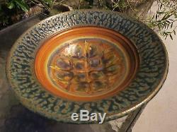 Vintage Drip Glaze Signed Studio Pottery Bowl Mid Century Modern