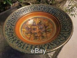 Vintage Drip Glaze Signed Studio Pottery Bowl Mid Century Modern