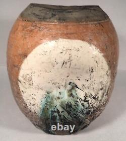 Vintage Drip Glazed Vase Raku Style Studio Art Pottery 4.75 Artist Signed