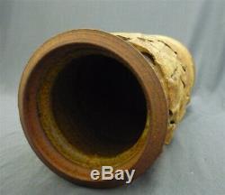 Vintage Ed Drahanchuk Canadian Studio Art Pottery Tall Cylindrical Vase Pot