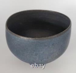 Vintage Edwin & Mary Scheier Mid Century Studio Art Pottery Blue Footed Bowl