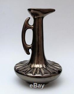 Vintage Ellis Australian Studio Pottery Metallic Glaze Jug Ewer Vase MID Century