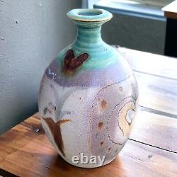 Vintage Elmer Taylor Studio Pottery Vase Handmade Stoneware Heart Design 8