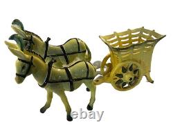 Vintage Frank Engle Studio Pottery Porcelain PAIR Donkey & Cart
