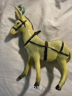 Vintage Frank Engle Studio Pottery Porcelain PAIR Donkey & Cart