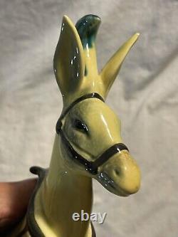 Vintage Frank Engle Studio Pottery Porcelain PAIR Donkey & Cart