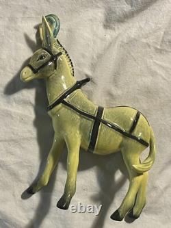 Vintage Frank Engle Studio Pottery Porcelain PAIR Donkey & Cart